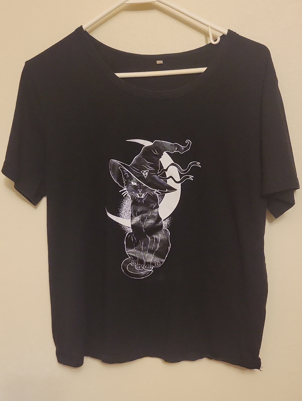 Black Cat Witch Graphic Tee - Unbranded
